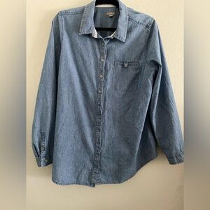 J Jill Top Shirt Denim XL Blue Cotton Classic